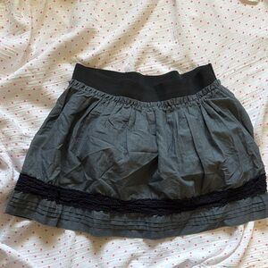 Gray and Black Skirt with Lace Trim